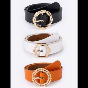 3pcs Geometric Buckle Belt with Punch Tool